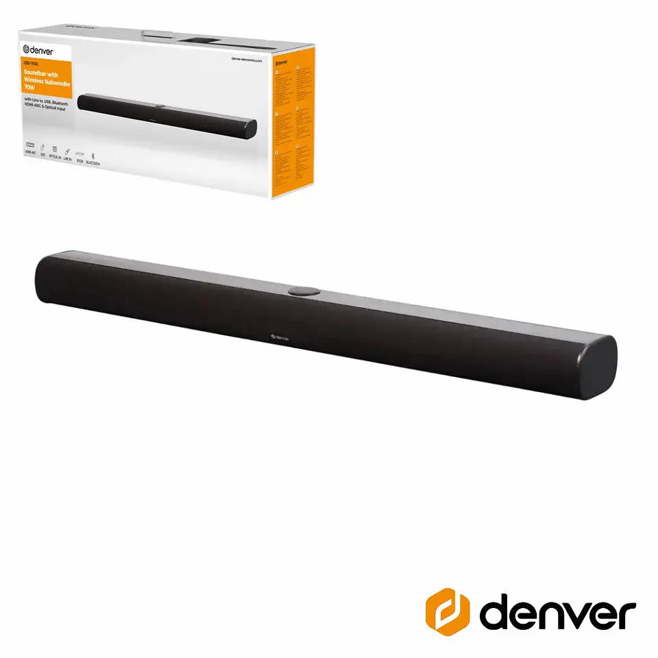 Barra Som S/Fios USB/BT/SD/AUX/HDMI/TOSLINK 200W DENVER 1