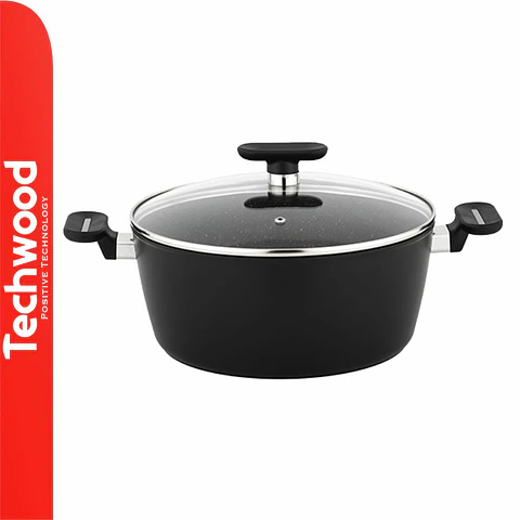 Panela Antiaderente Ø28cm Alumínio C/ Tampa Vidro TECHWOOD