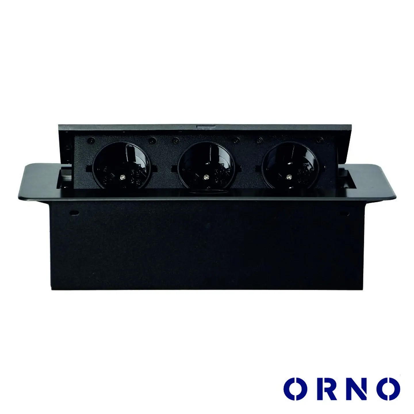 Tomada Elétrica Encastrar 3x Schuko Preta ORNO 1