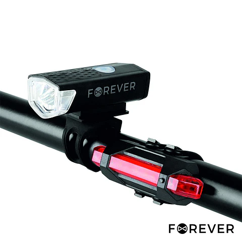 Conjunto Luz LED Dianteira/Traseira P/ Bicicleta FOREVER