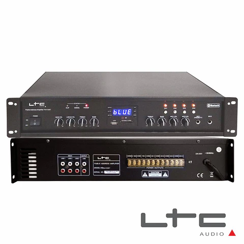 AMPLIFICADOR 19" 4 ZONAS PA 100V 180W MP3 USB/SD LTC
