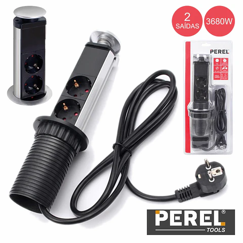 TOMADA ELÉTRICA C/ 2 SAÍDAS P/ SECRETÁRIA PEREL