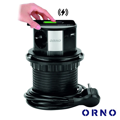 Tomada Elétrica Encastrar C/ Carregador QI 1x Schuko ORNO
