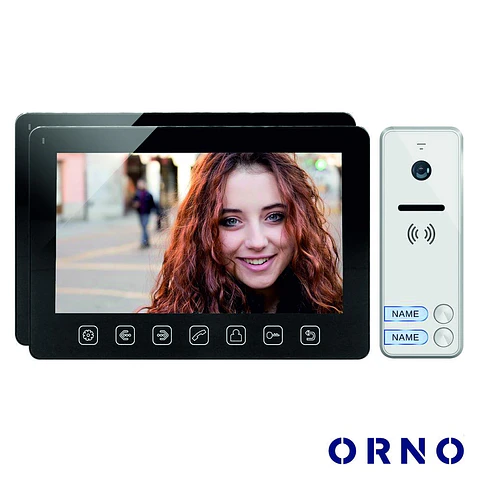Vídeo Porteiro C/ 2 Lcd 7" Cores LEDS Preto ORNO