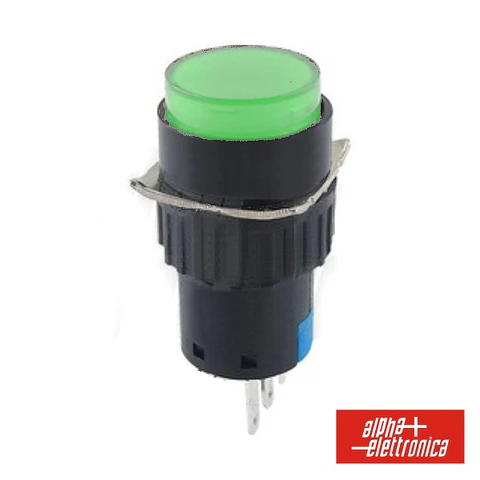 COMUTADOR PULSADOR REDONDO 230V 1 NA 1 NF VERDE UNIPOLA