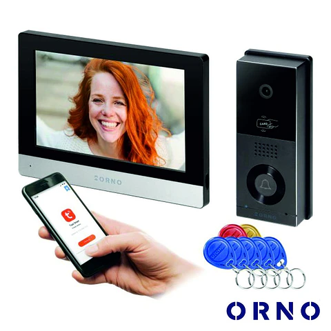 Vídeo Porteiro C/ LCD 8" HD RFID Preto WIFI ORNO