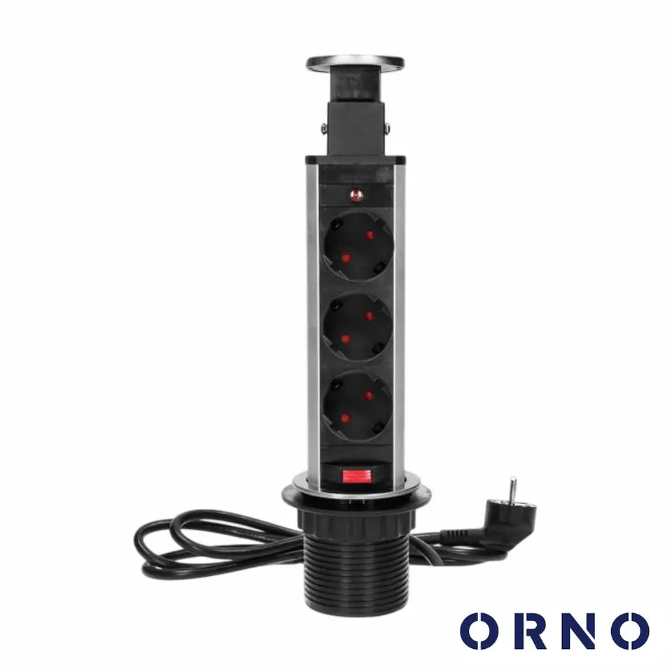 Tomada Elétrica Encastrar 3x Schuko Inox ORNO 1