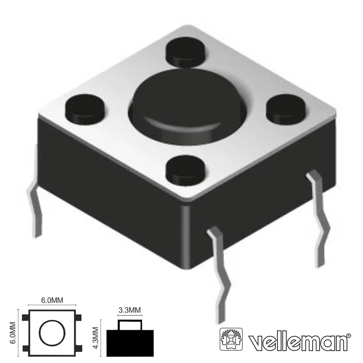 Comutador Micro Switch 6x6mm Altura 4.3mm 1