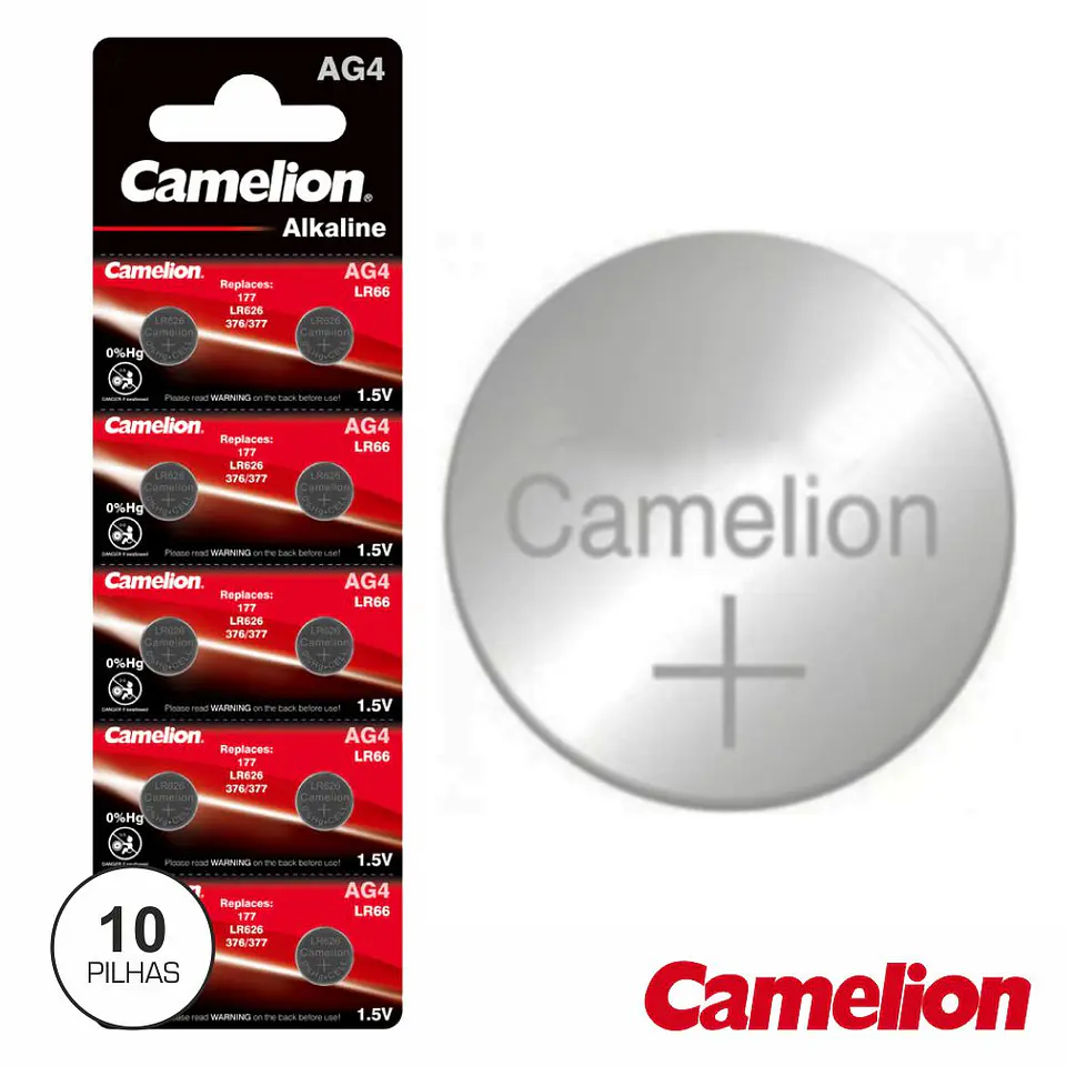 PILHA BOTÃO AG4 / LR626 1.5V 18MA 10X BLISTER CAMELION 1