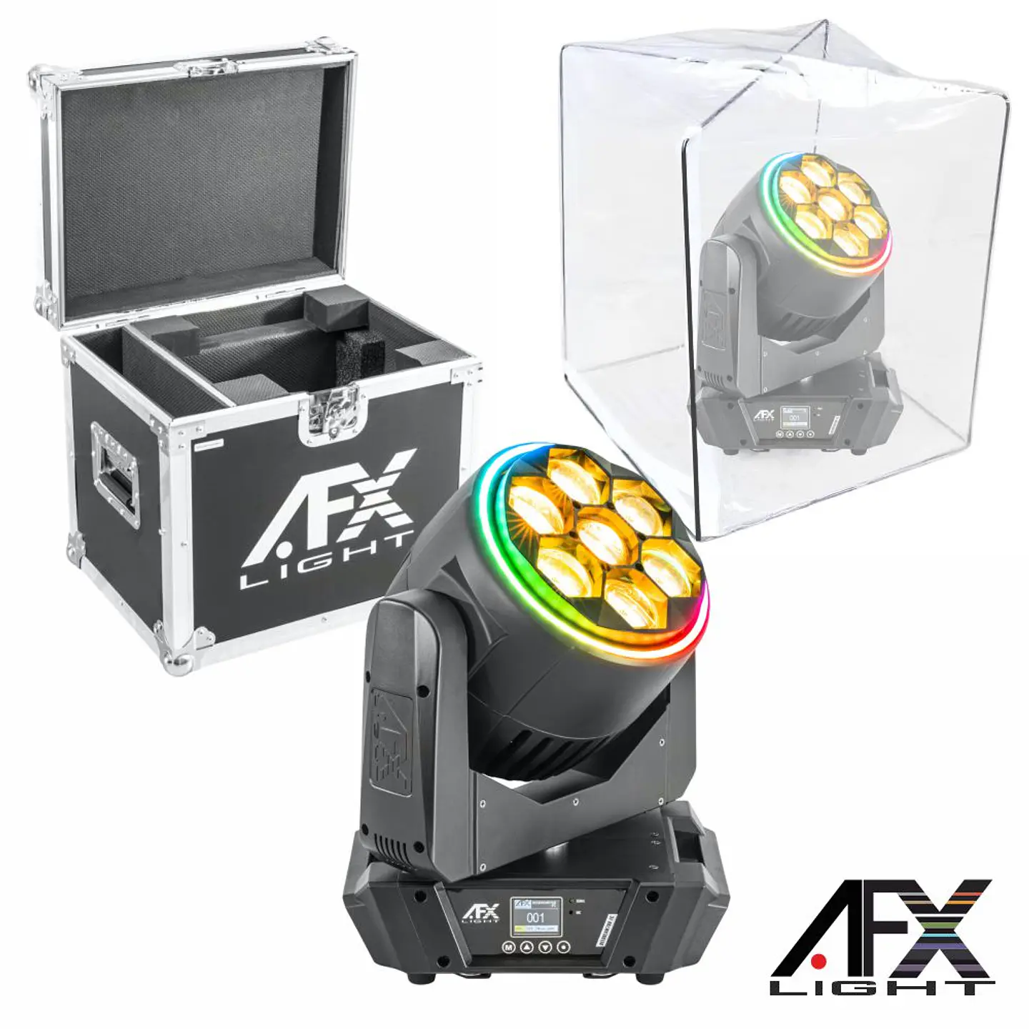 Moving Head Bee Eye 7x60W RGB DMX Mic Wash Zoom C/ Mala 1