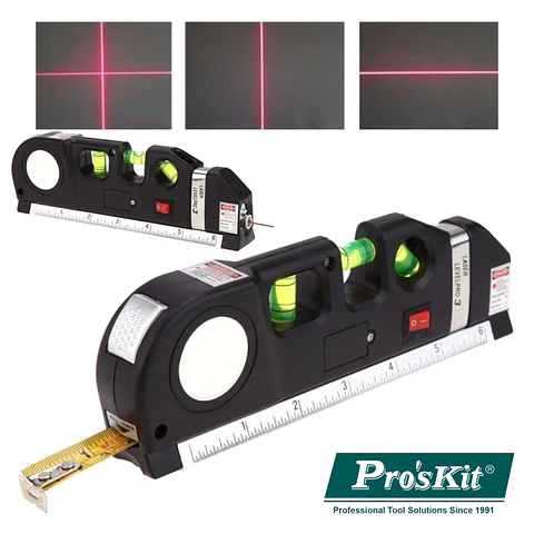 FITA MÉTRICA 2.5M C/ NÍVEL BOLHA E LASER NIVELADOR PROSKIT