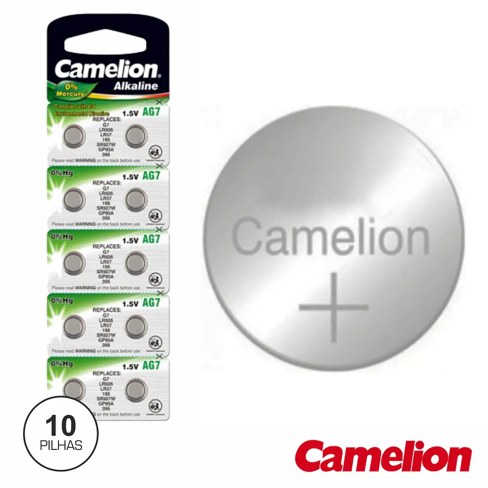 PILHA BOTÃO AG7 / LR57 1.5V 34MA 10X BLISTER CAMELION 1
