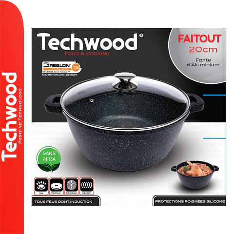 Panela Ø20cm Inox C/ Tampa Vidro Ménage TECHWOOD