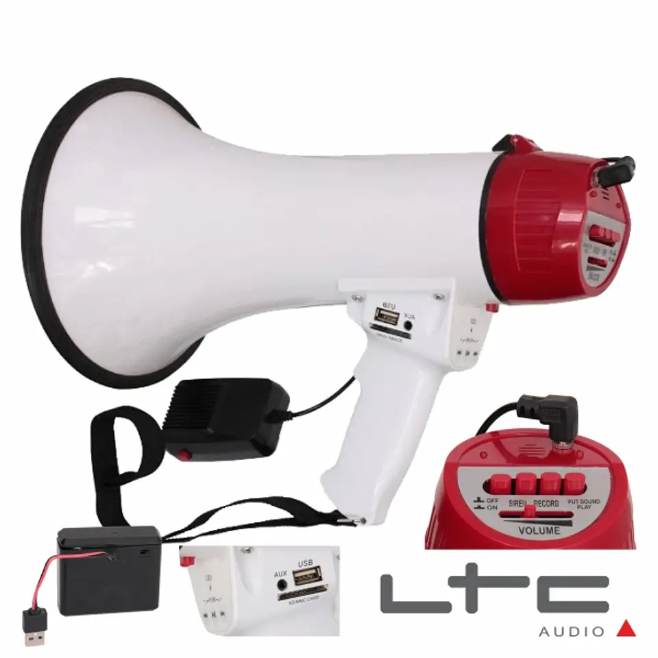 MEGAFONE 35W BAT RECARREGÁVEL REC MIC 9V EMBUTIDO USB LTC 1
