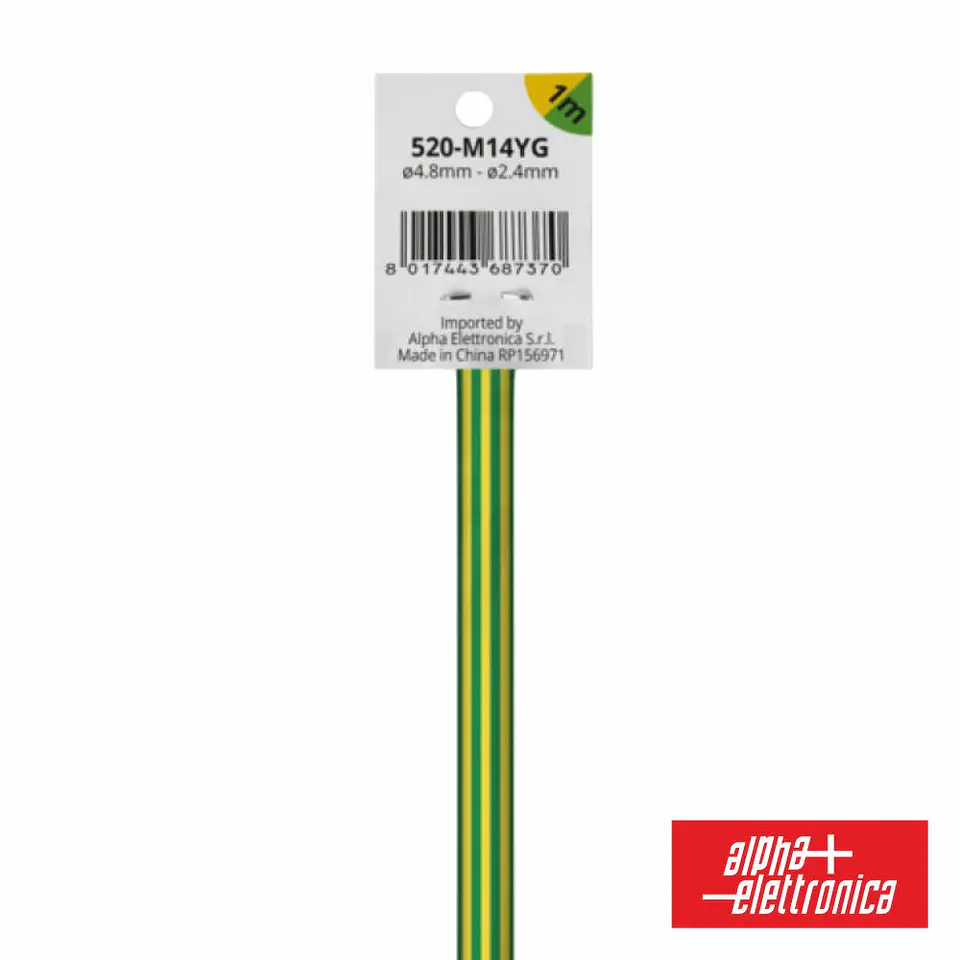 Tubo Manga Termoretrátil 2:1 Ø4.8mm 1M Verde/Amarelo 1