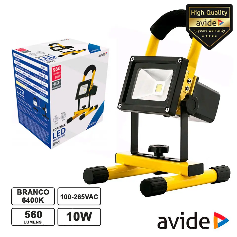 FOCO LED 10W 230V BATERIA 6400K 560LM IP65 AVIDE 1