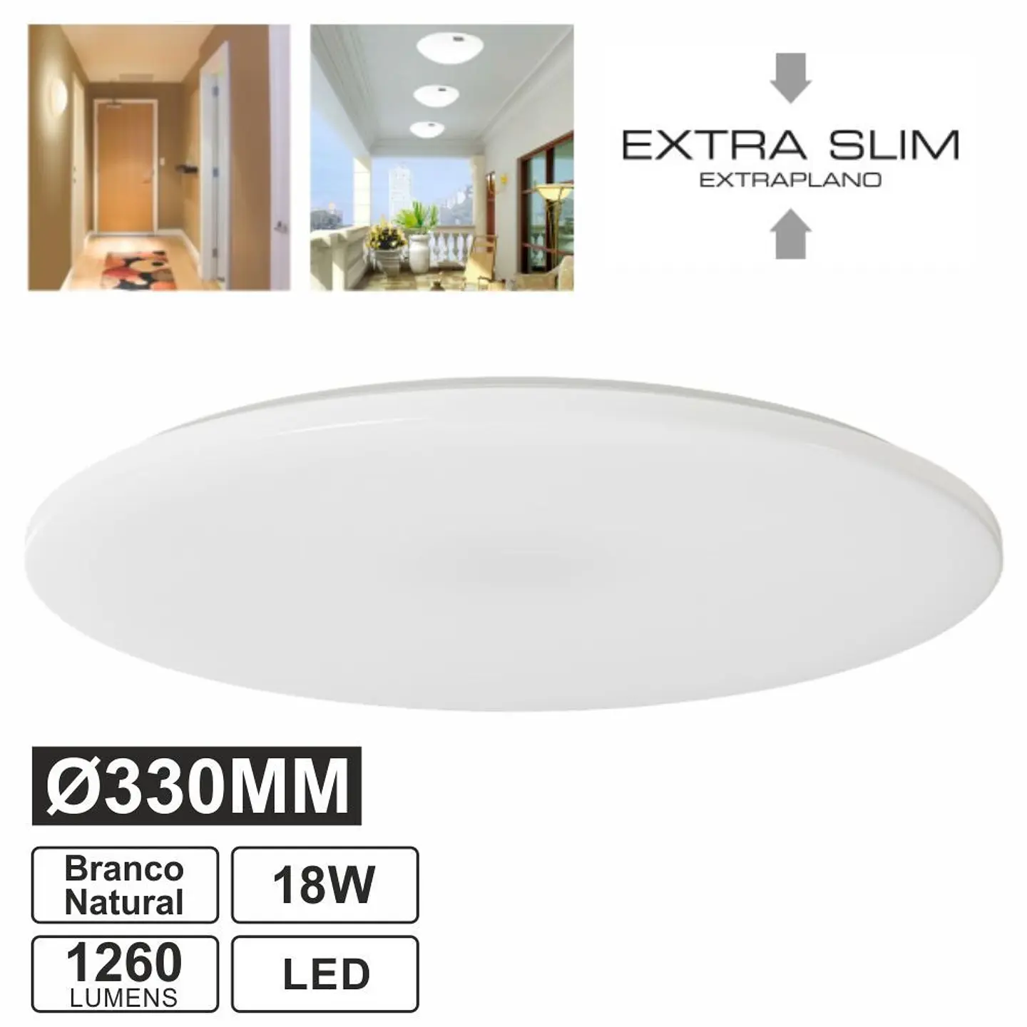 PAINEL LED REDONDO APLIQUE SLIM 18W 33CM 4000K 1260LM 1