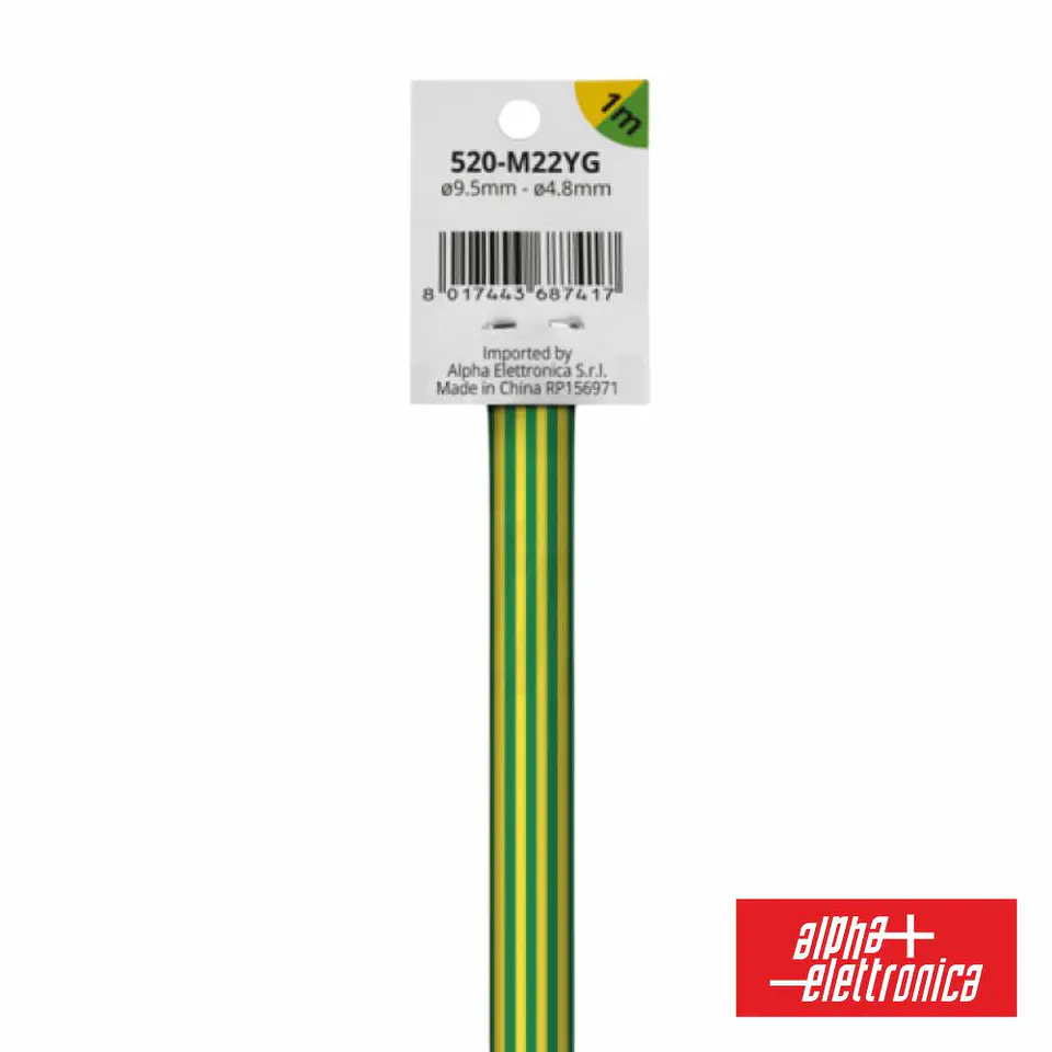 Tubo Manga Termoretrátil 2:1 Ø9.5mm 1M Verde/Amarelo 1