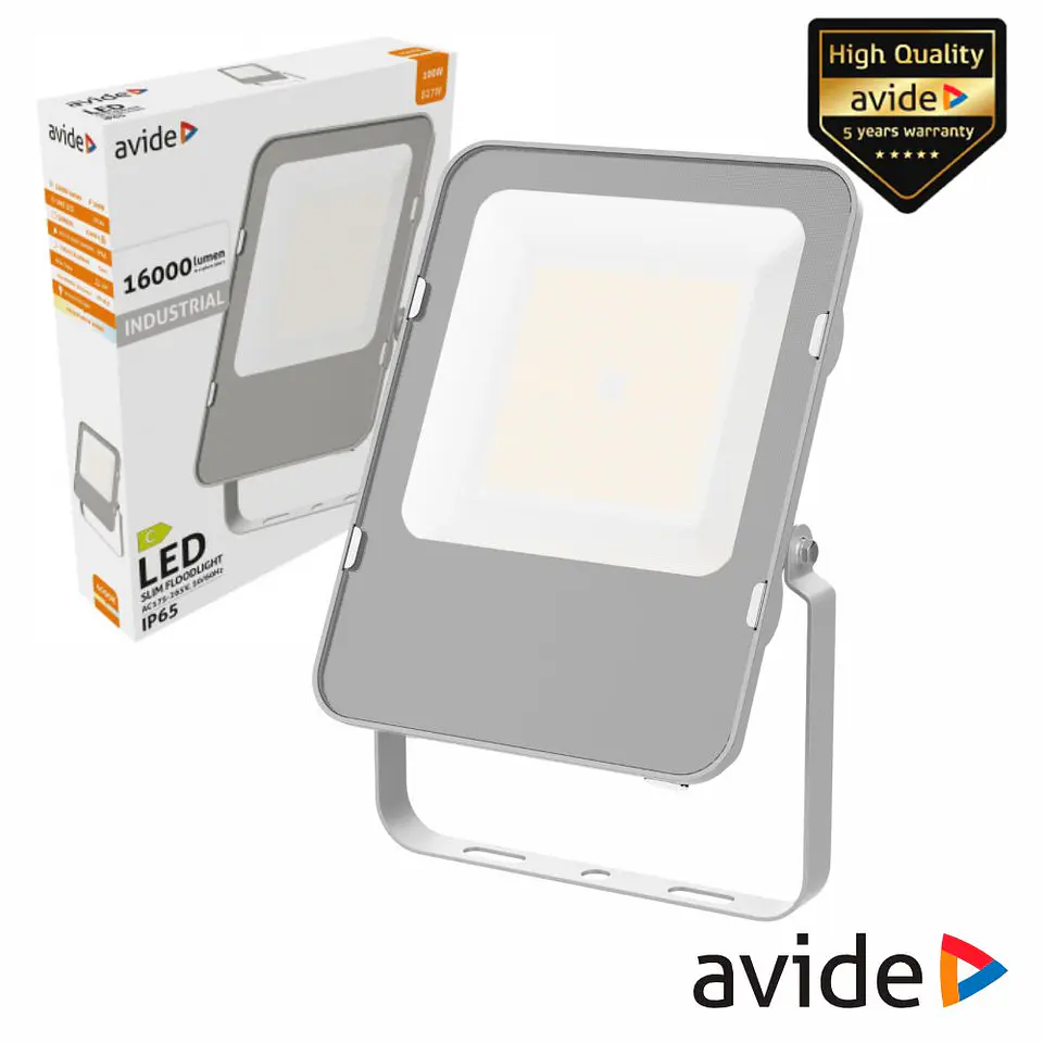 Foco LED Industrial 100W 230V 4000K 16000lm Cinza IP65 AVIDE 1