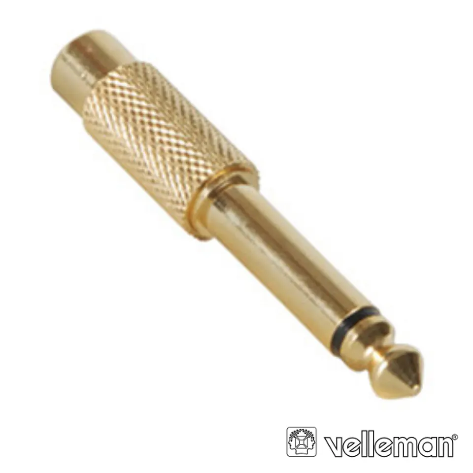 ADAPTADOR RCA FÊMEA P/ JACK 6.35MM MACHO MN DOURADO 1