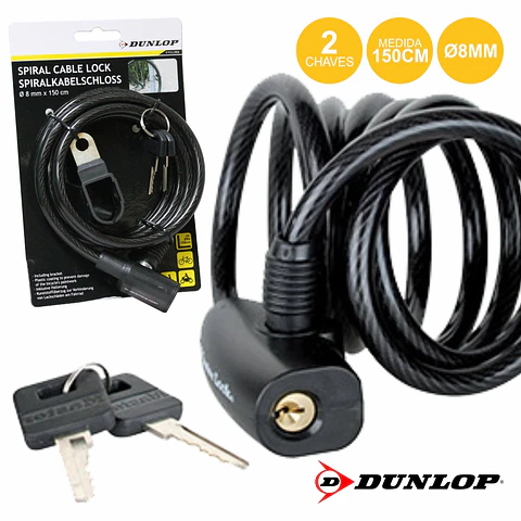 CADEADO ESPIRAL 1.5M 8MM DUNLOP