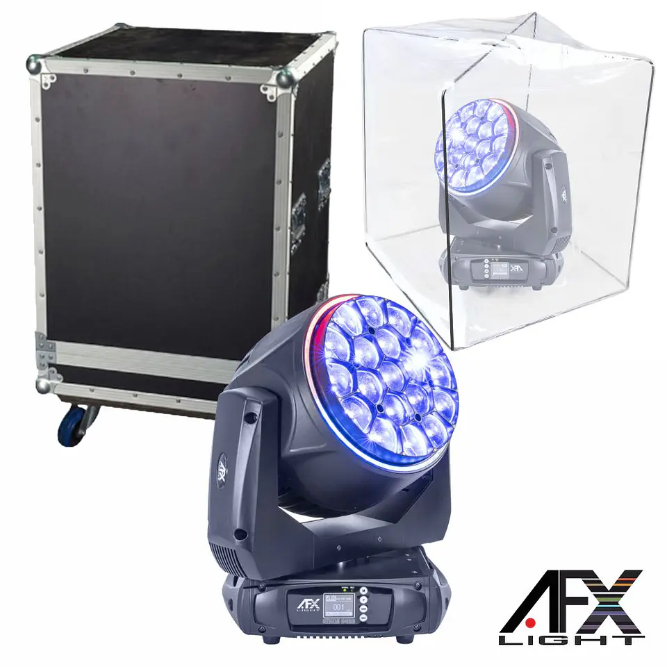 Moving Head 19x40W RGB DMX Mic Wash Zoom C/ Mala AFXLIGHT 1