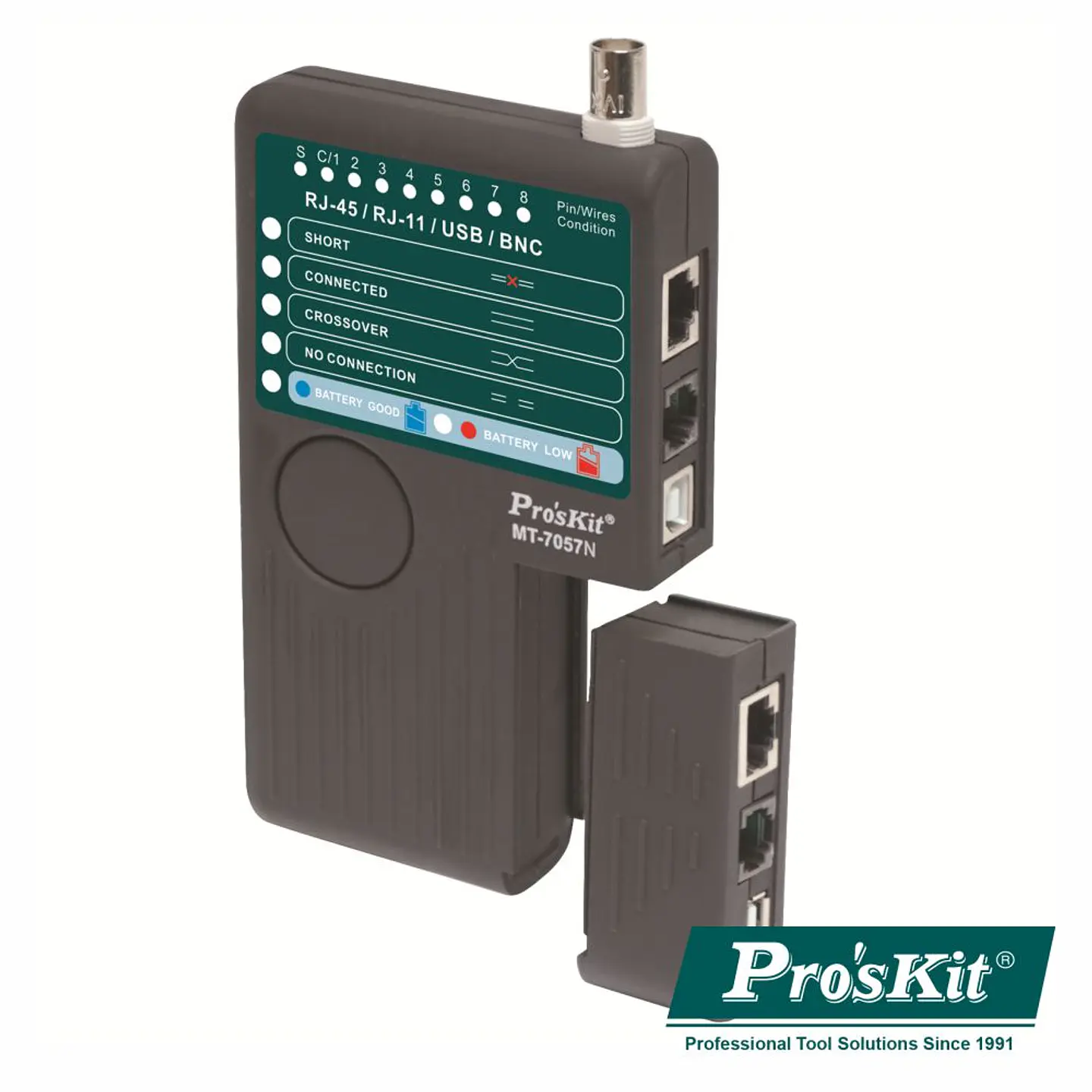 Testador de Cabos RJ45/RJ11/RJ12/USB/BNC PROSKIT 1