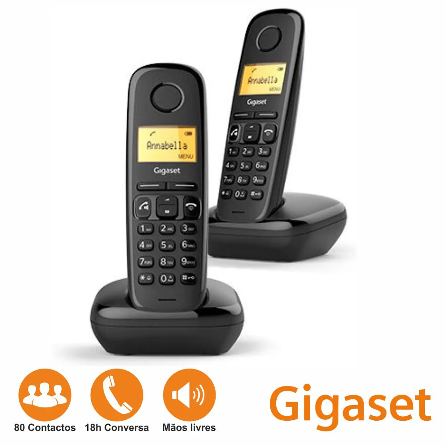 Conjunto 2 Telefones S/ Fios A270 Preto Gigaset 1