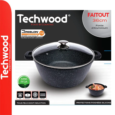 Panela Ø36cm Inox C/ Tampa Vidro Ménage TECHWOOD
