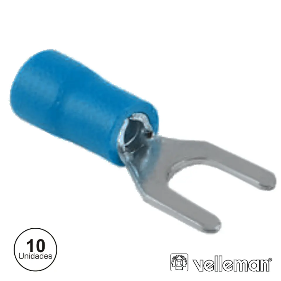 TERMINAL FORQUILHA ISOLADO 5.3MM 10X AZUL BLISTER 1