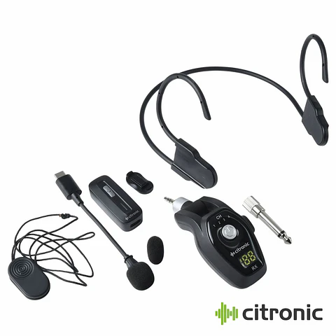 Sistema Microfone S/ Fios 2.4GHz Lapela/Cabeça CITRONIC