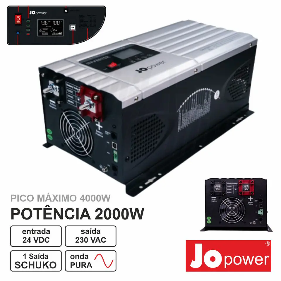 CONVERSOR 24V-230V 2000W Onda Pura JOPOWER 1