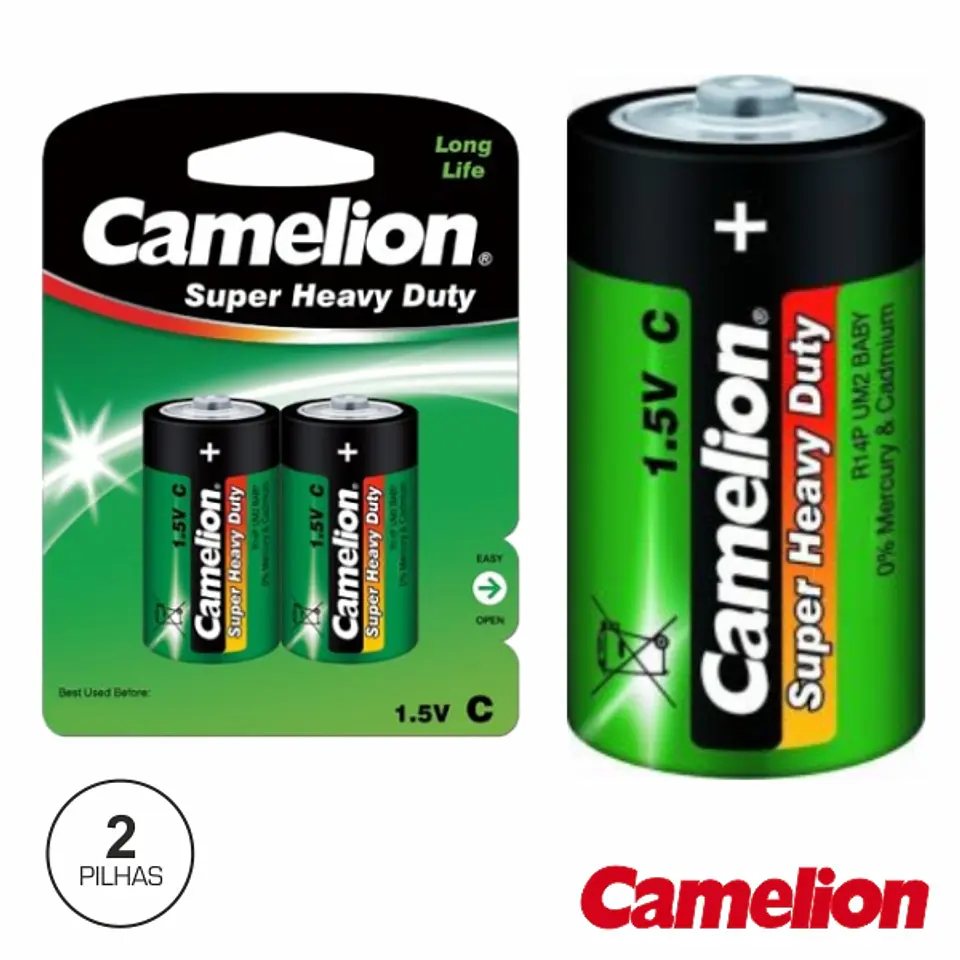 PILHA ZINCO-CARVÃO LR14/C 1.5V 2X BLISTER CAMELION 1