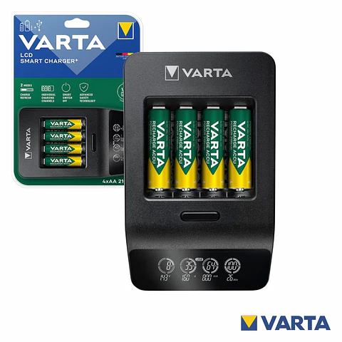 Carregador pilhas AA/AAA 57685 C/ 4x Pilhas AA 2100mAh VARTA