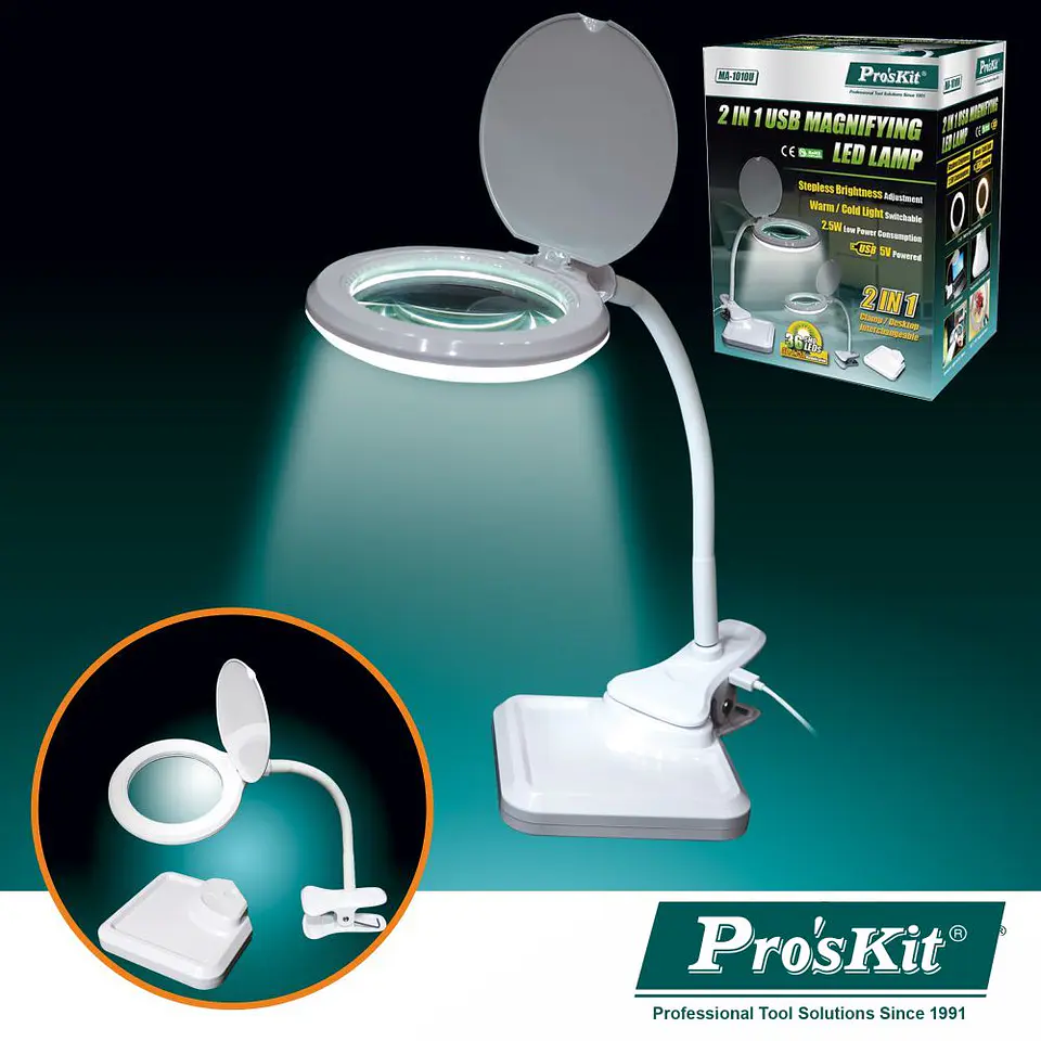 CANDEEIRO C/ LUPA SECRETÁRIA 3 DIOPTRIAS 36 LEDS PROSKIT 1