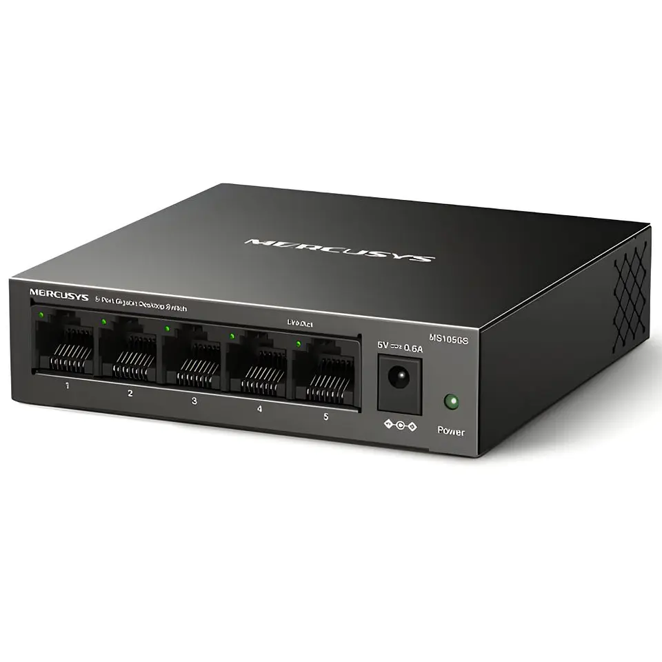 Switch de Rede PoE Ethernet 1GB/s 5 Portas RJ45 1