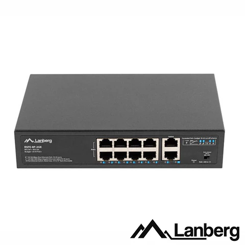 Switch De Rede 8x PoE+ 100Mbps 2x Gigabit 120W LANBERG
