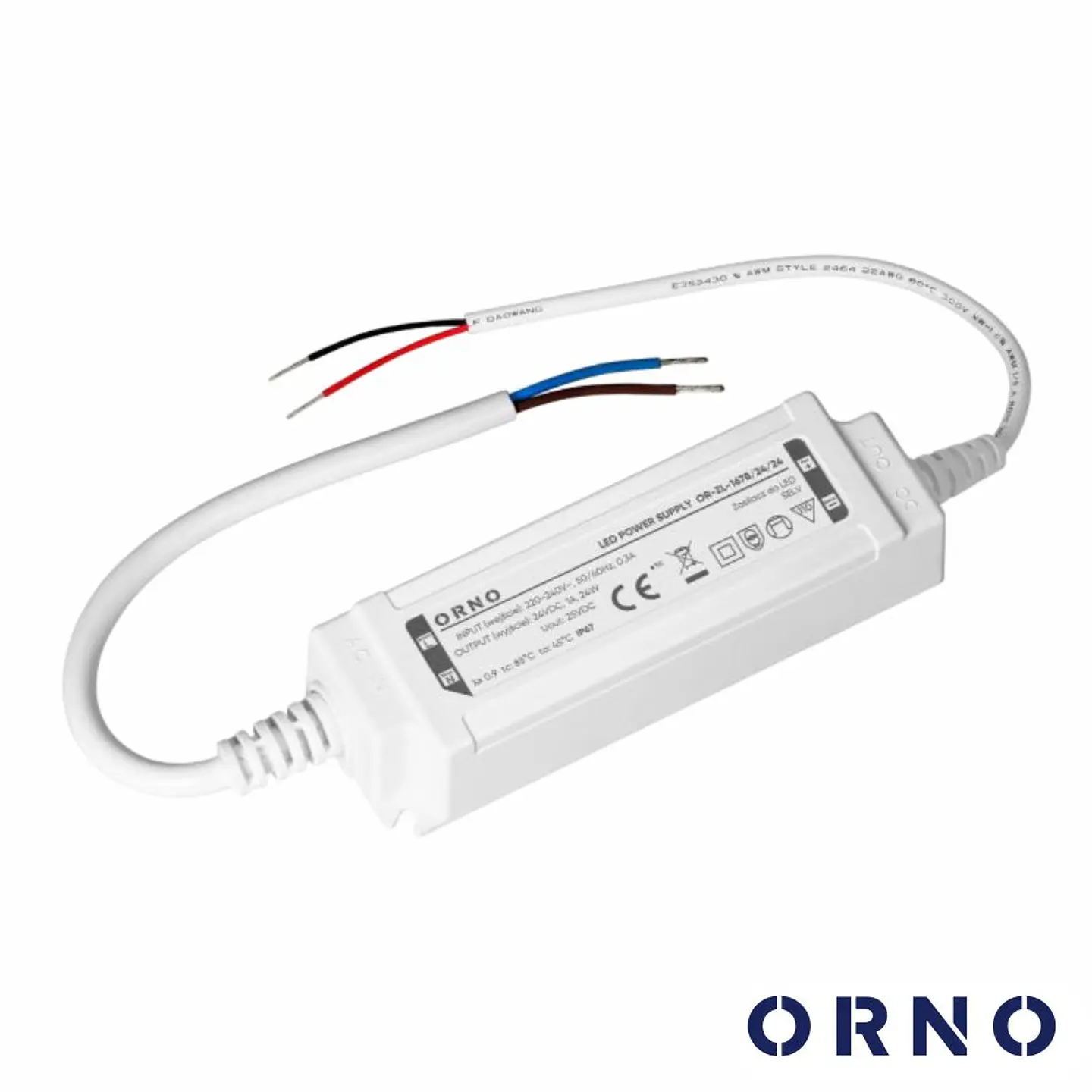 Fonte de Alimentação P/ Fitas LED 24V 24W 1A IP67 ORNO 1