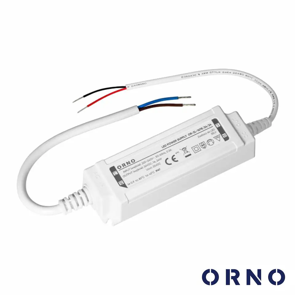 Fonte de Alimentação P/ Fitas LED 24V 24W 1A IP67 ORNO 1