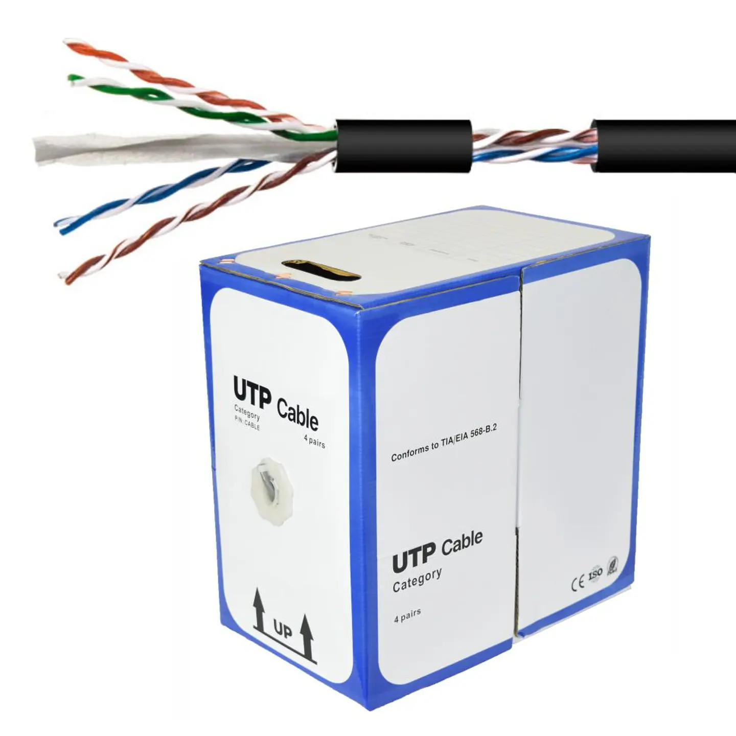 Cabo UTP CAT6 4xAWG23 Rígido p/ Exterior 305m Preto 1