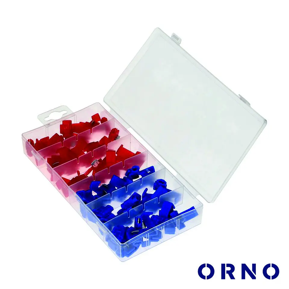 Conjunto de 50 Terminais Quick Splice Azul/Vermelho ORNO 1