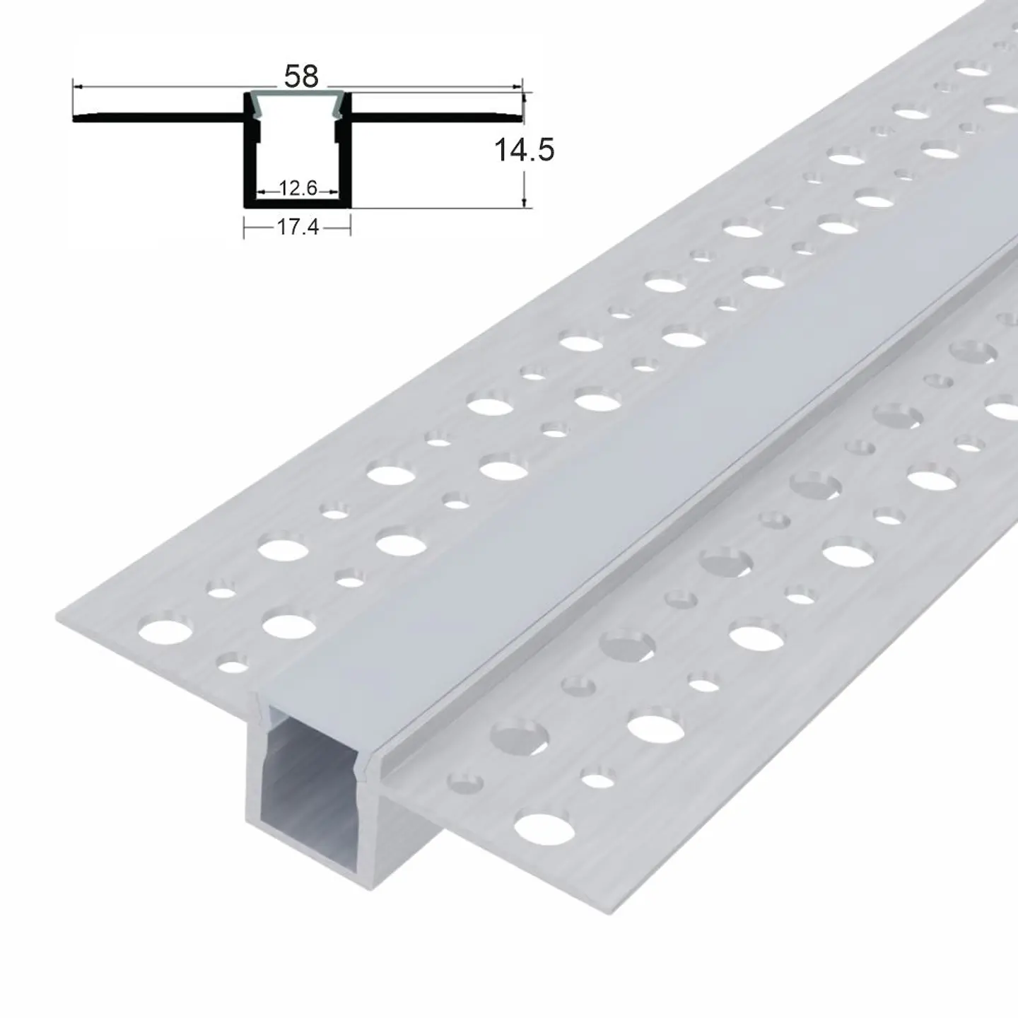Perfil De Alumínio P/ Encastrar P/ Fita LED 2M 1