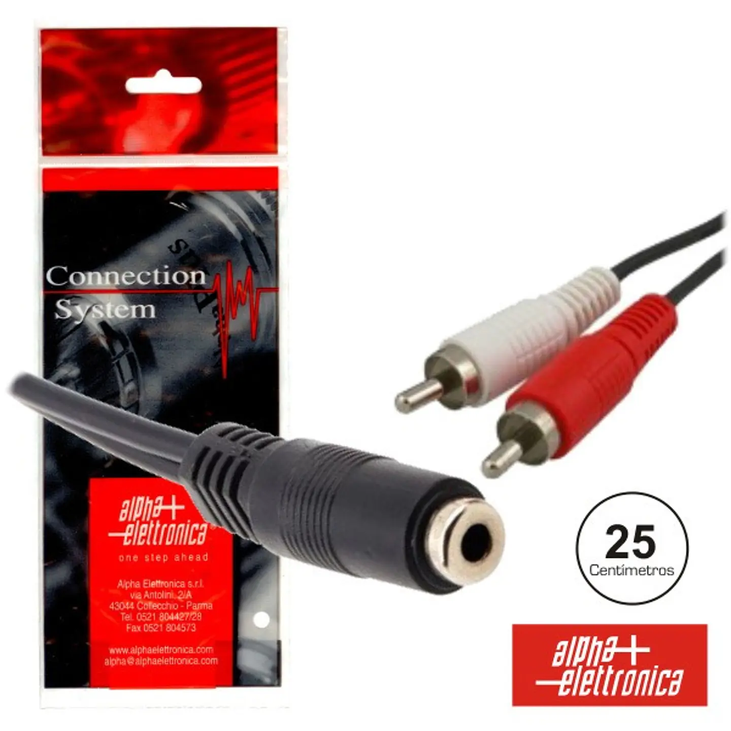 CABO JACK 3.5MM FÊMEA / 2-RCA MACHO 0.25M POLYBAG 1