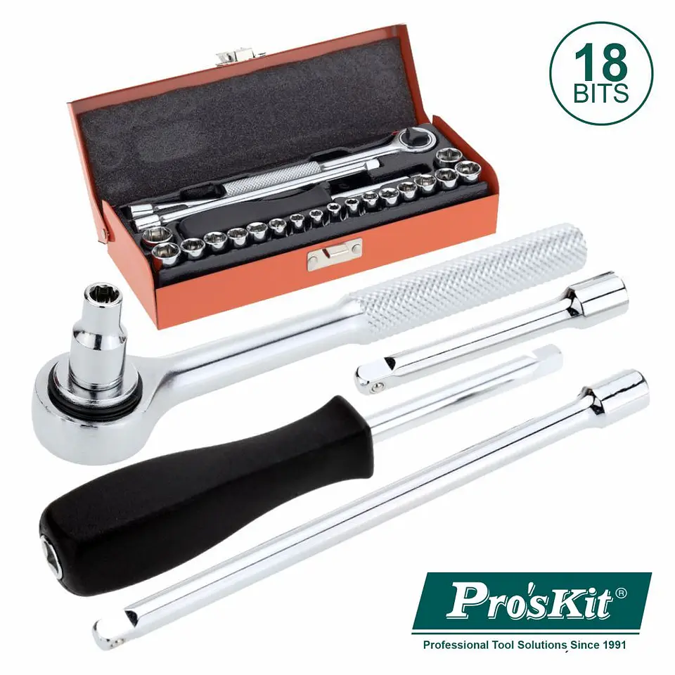 CONJUNTO DE CHAVE ROQUETE C/ 18 BITS E EXTENSOR PROSKIT 1