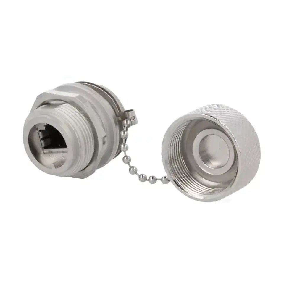 Ficha RJ45 8P8C Fêmea / Fêmea Blindada Painel Ø28mm AMPHENOL 1