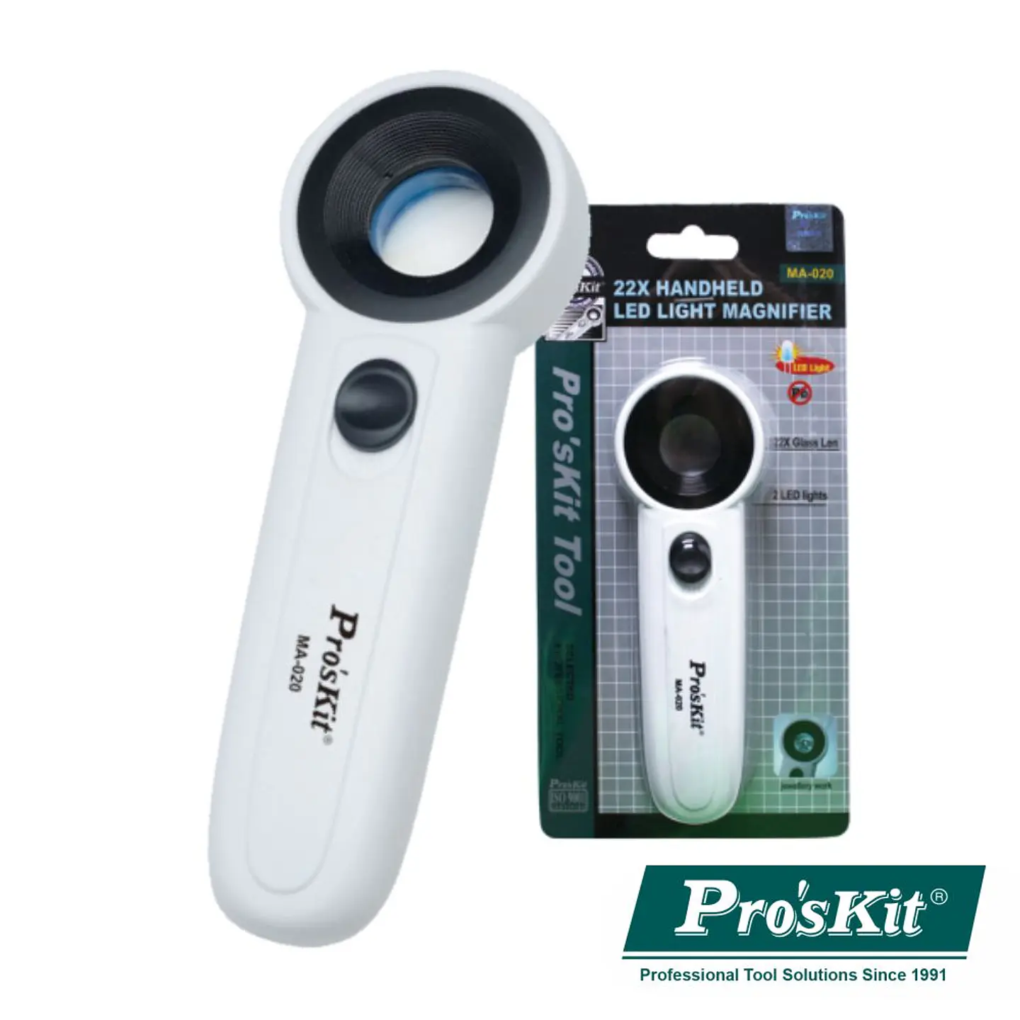 LUPA C/ ILUMINAÇÃO 2 LEDS 22X PROSKIT 1