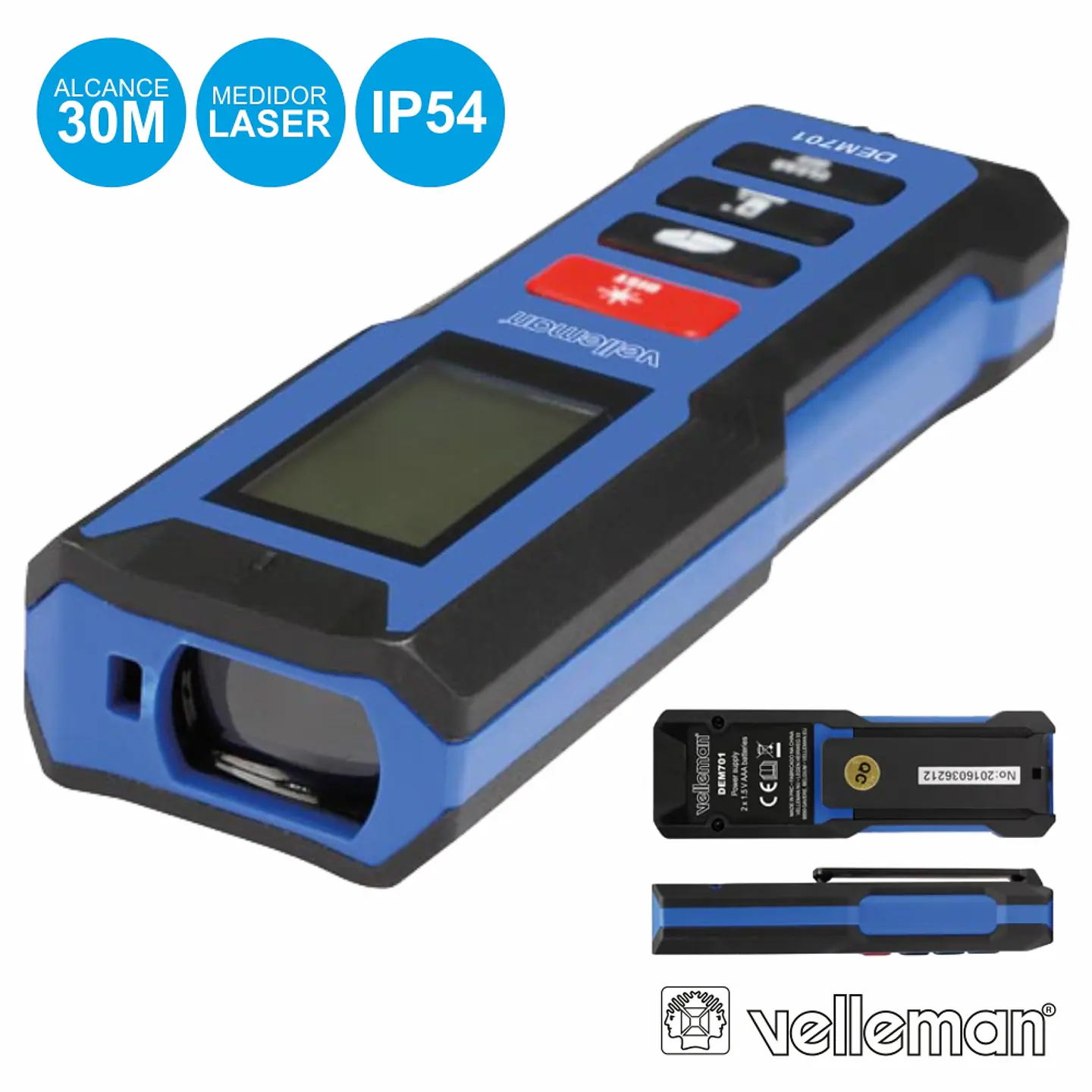 MEDIDOR DE DISTÂNCIAS DIGITAL C/ LASER 30M VELLEMAN 1