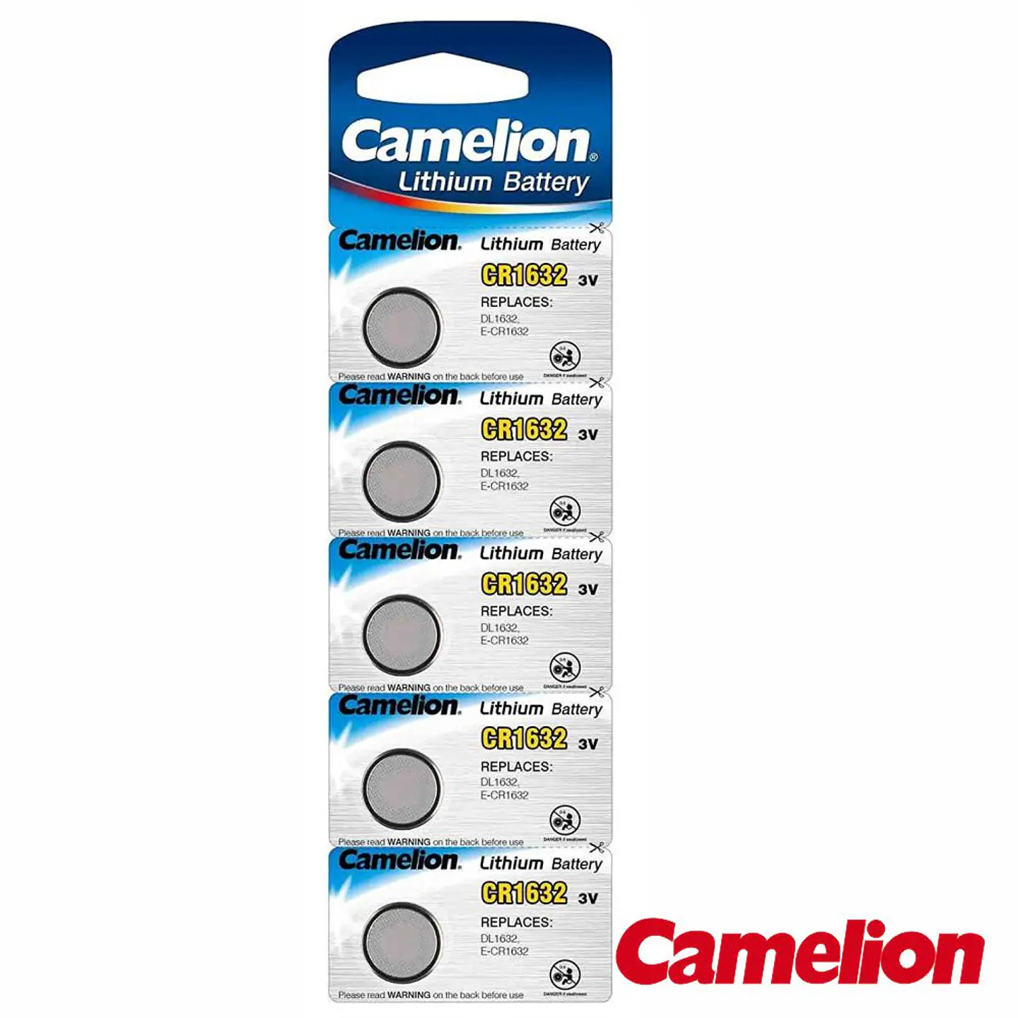 Pilha Lithium Botão Cr1632 3V 120mA 5x Blister CAMELION 1