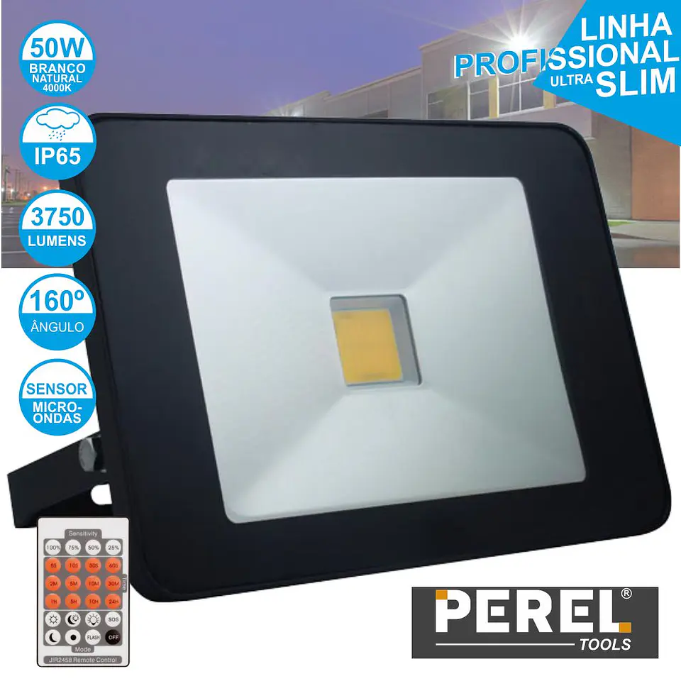 FOCO LED 50W 230V C/ SENSOR BRANCO NATURAL 3750LM PEREL 1
