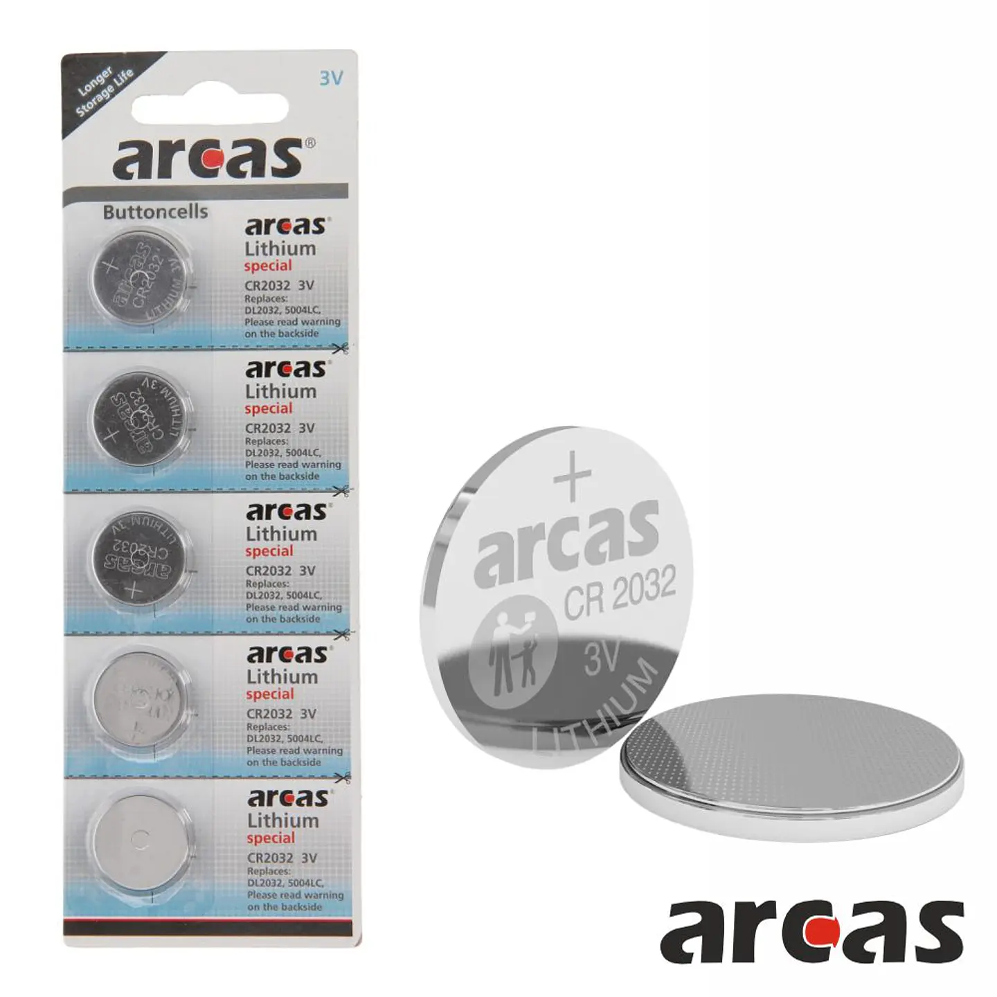 Pilha Lítio Botão Cr2032 3v 210ma 5x Blister ARCAS 1